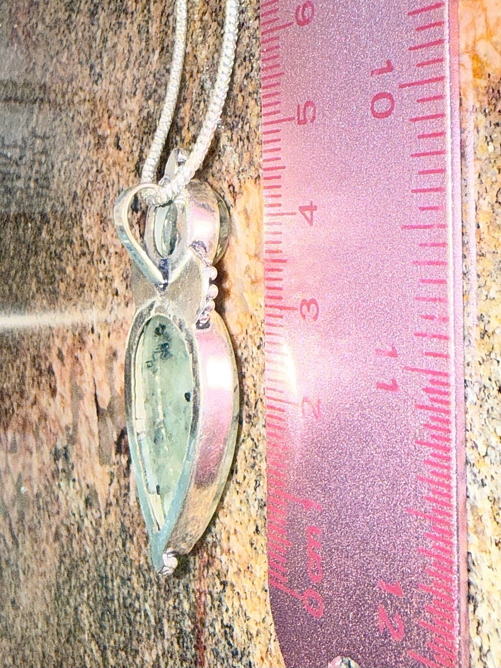 Moss Prehnite Southwest Styled Silver Artisan Necklace 17” (Mint to Olive Green) - Picture 6 of 7
